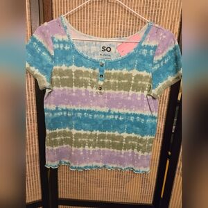 SO Multicolor Striped Ribbed Top